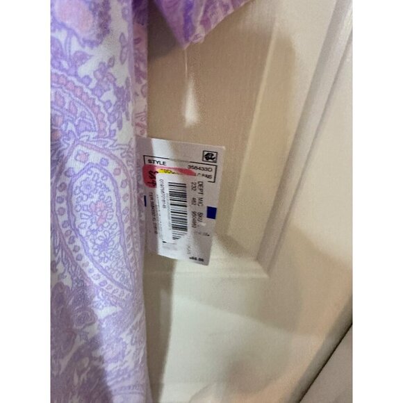 Miss Elaine Womens Paisley Snap Front Large Cotton/ Poly Short Sleeve Robe Purpl - Picture 6 of 8